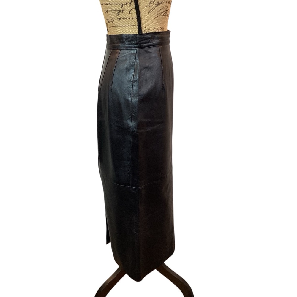 Vintage Genuine Leather Melanzona Maxi Skirt Black - Picture 2 of 11